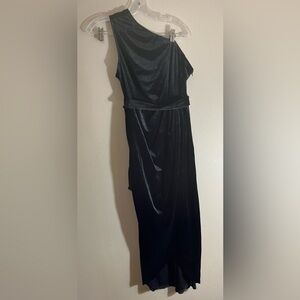 Women’s Black One Shoulder Waist Tie Dress